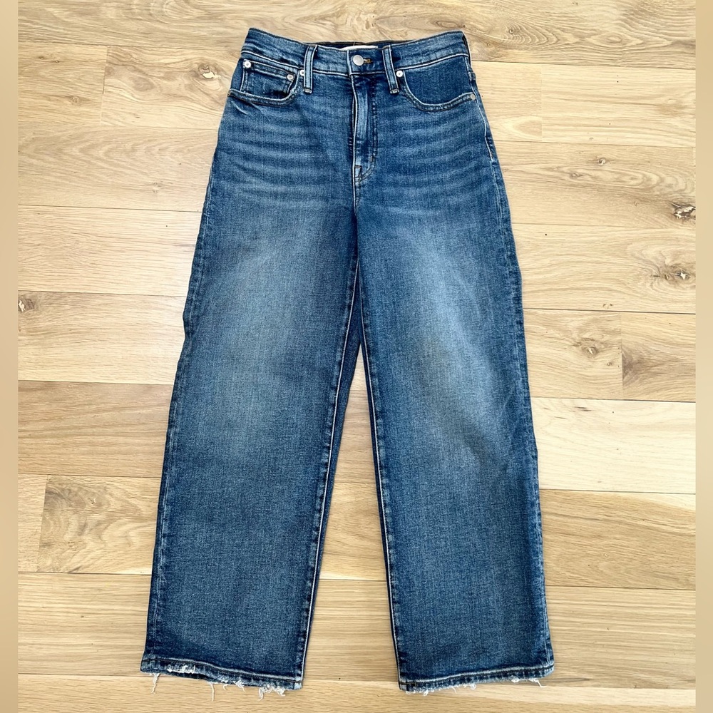 Madewell slim wide leg crop denim Jeans size 25 medium wash